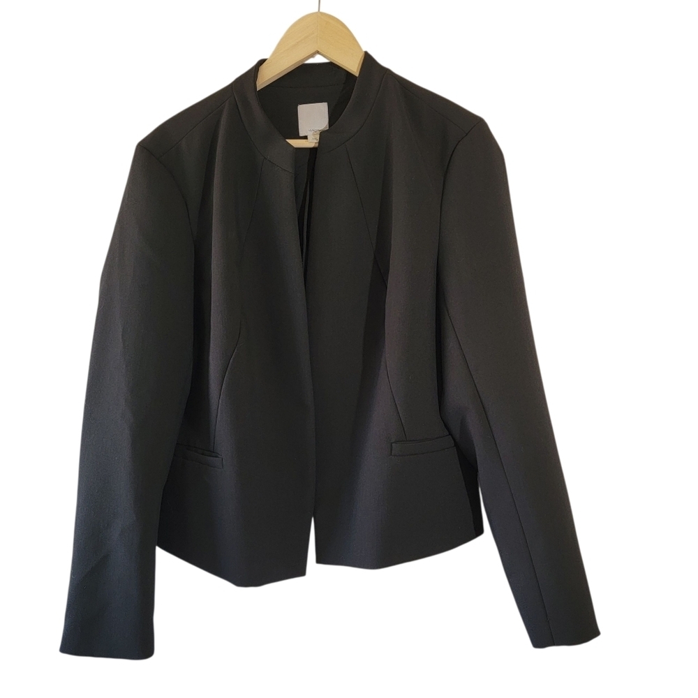 Halogen Women's Blazer Sz XL Black Open Front Career Office Corporate Formal